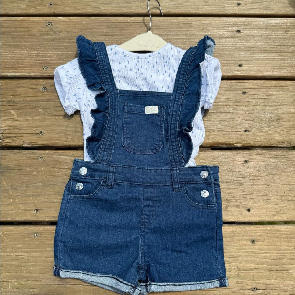 7 For All Mankind Denim Blue Kids Overalls Set